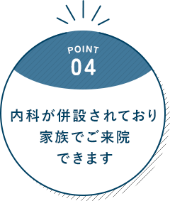 POINT 04 内科が併設されており家族でご来院できます